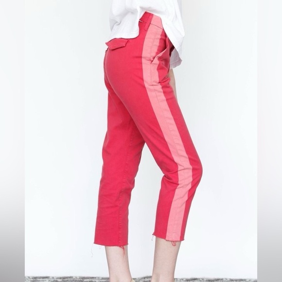 MOTHER Pants - MOTHER Striped Red Cropped Pants Sz 29